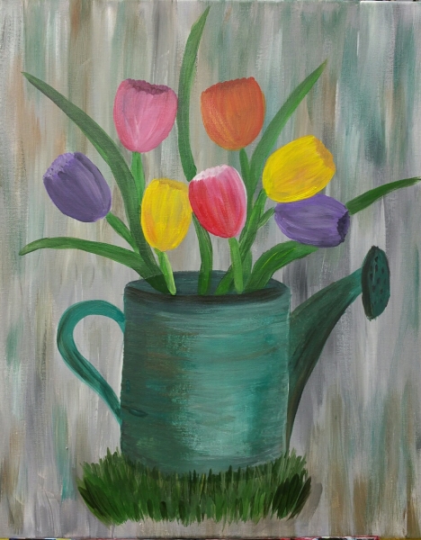 Tulips in Watering Can