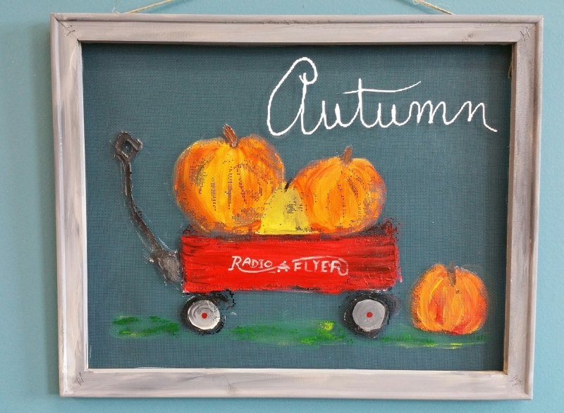 Screen - Wagon and Pumpkins Autumn
