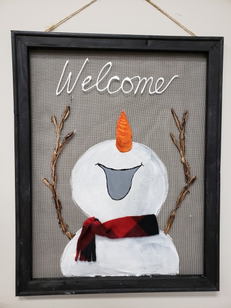 Screen - Joyful Welcome Snowman - fleece scarf
