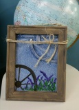 Denim Canvas Wagonwheel and Purple flowers 8x10
