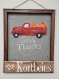 Screen - Give Thanks Red truck with Pumpkins