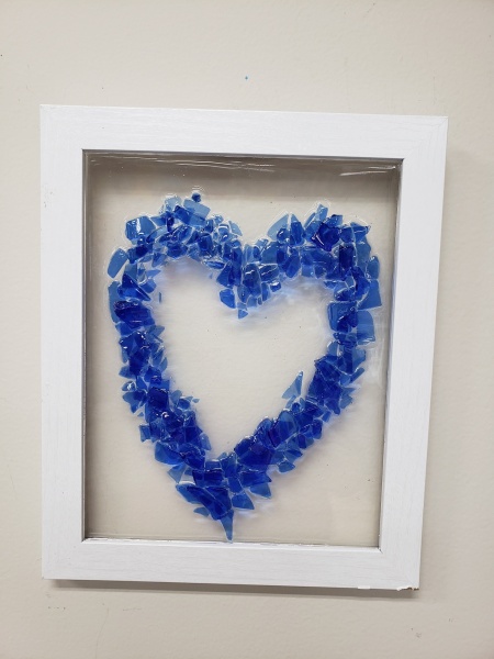 Blue heart on a picture frame suncatcher