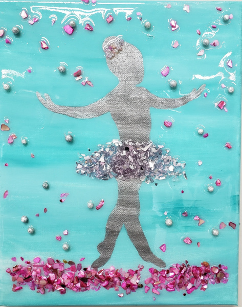 Ballerina with falling petals