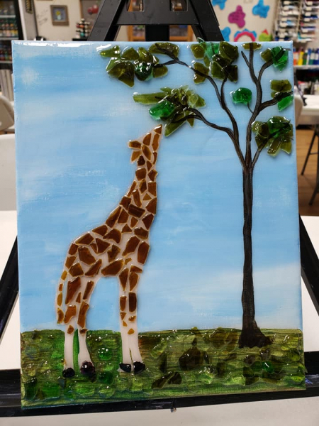 Giraffe 8x10 made with shattered glass