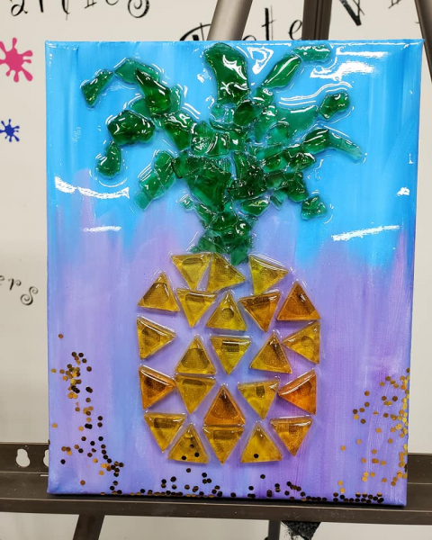 Pineapple  made with resin and shattered glass